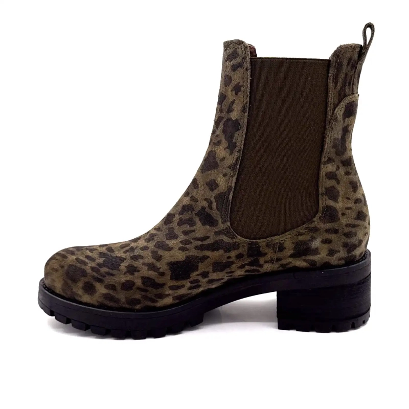 Minka Jury Suede Leo Khaki Ivoire Chaussures