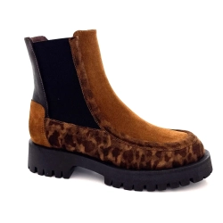 Minka Jazz Suede Léo Camel Couro Preto