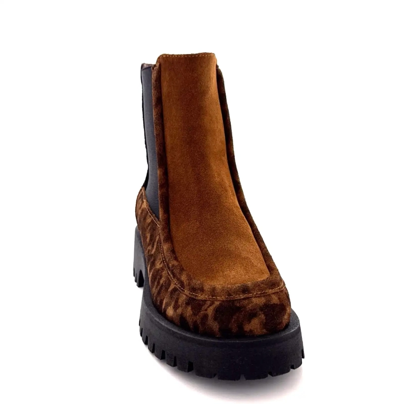 Minka Jazz Suede Léo Camel Couro Preto Ivoire Chaussures