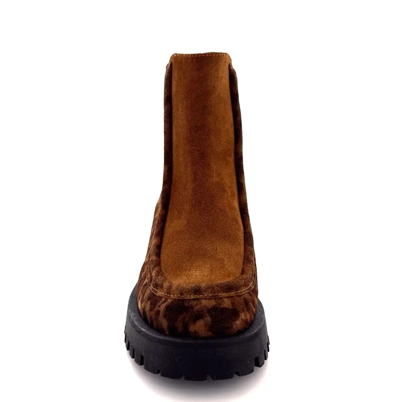 Minka Jazz Daim Léo Camel Cuir Noir Ivoire Chaussures