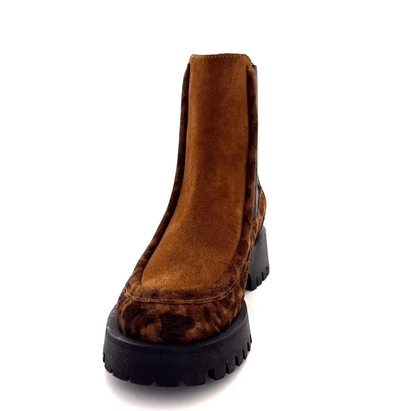 Minka Jazz Suede Léo Camel Leather Nero Ivoire Chaussures