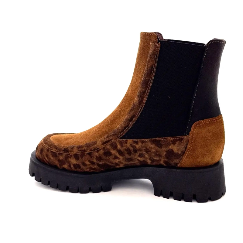 Minka Jazz Ruskind Léo Kamel Læder Sort Ivoire Chaussures