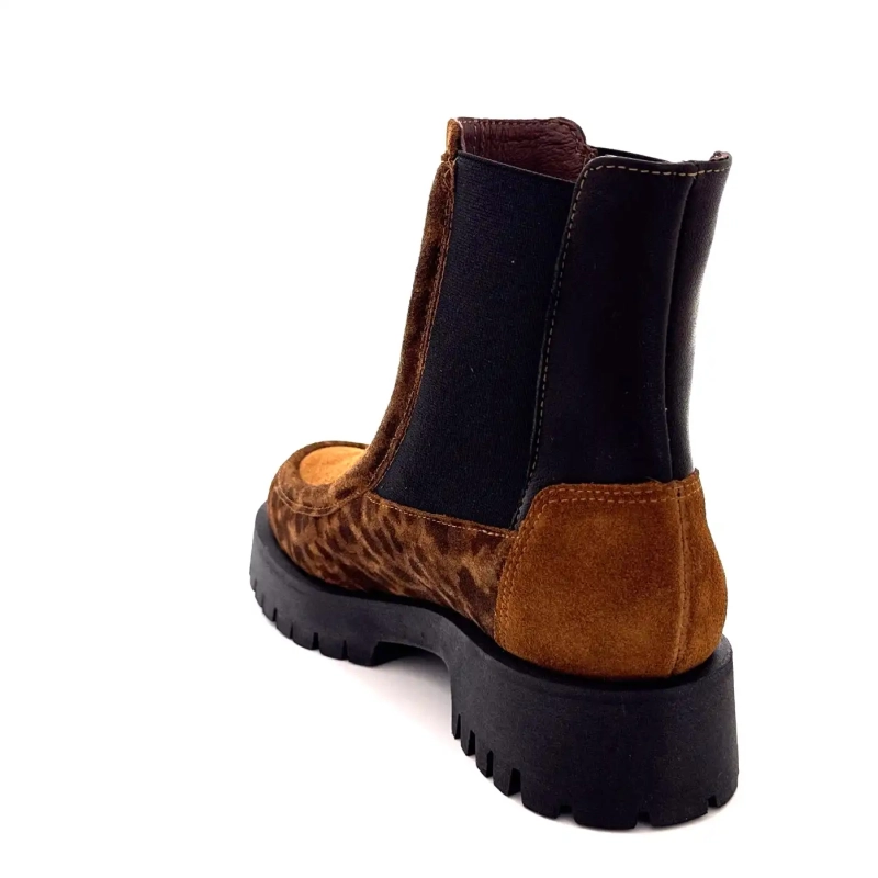 Minka Jazz Suede Léo Camel Leather Black Ivoire Chaussures