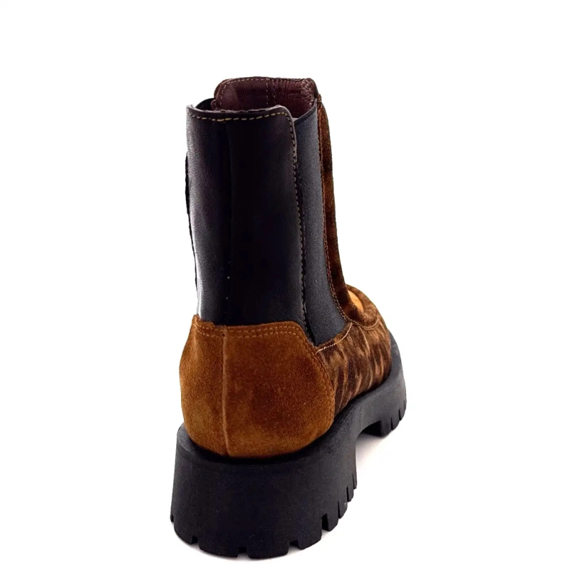 Minka Jazz Ruskind Léo Kamel Læder Sort Ivoire Chaussures