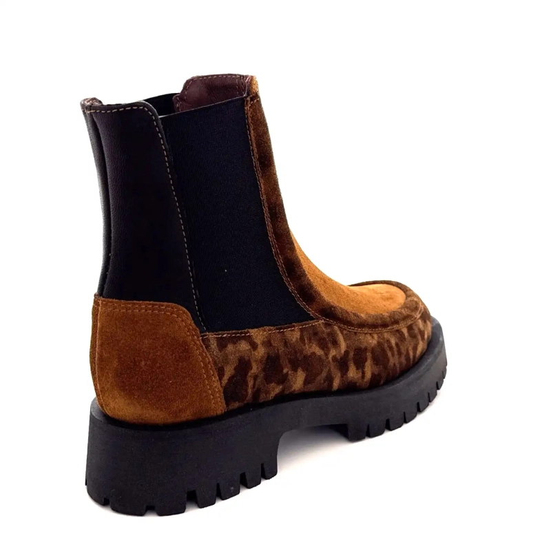 Minka Jazz Suede Léo Camel Δέρμα Μαύρο Ivoire Chaussures