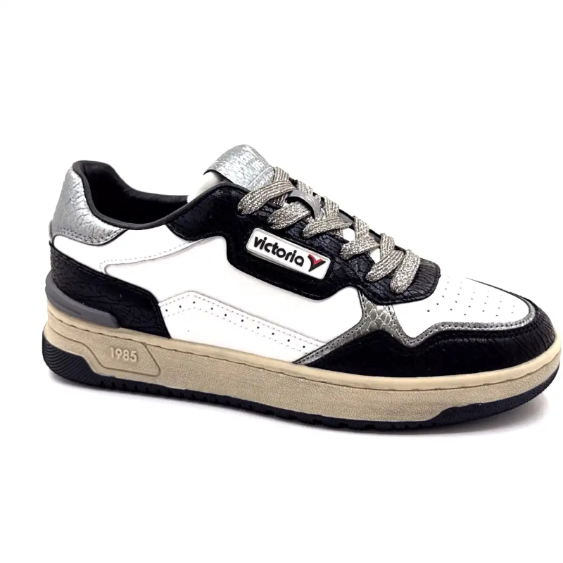 Victoria 8800127 Cuir Blanc Noir & Argenté Ivoire Chaussures
