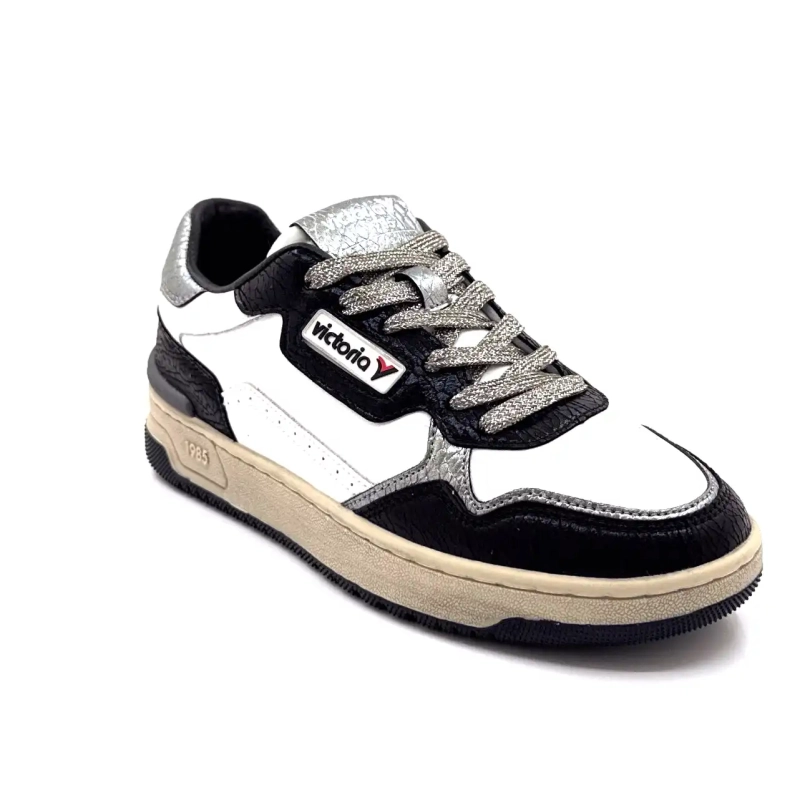 Victoria 8800127 Couro Branco Preto e Prata Ivoire Chaussures