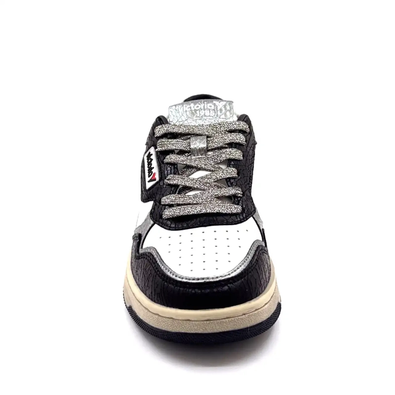 Victoria 8800127 Λευκό Δέρμα Μαύρο & Ασημί Ivoire Chaussures