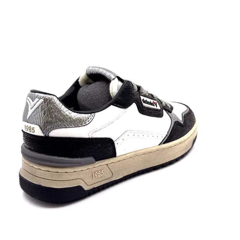 Victoria 8800127 Cuir Blanc Noir & Argenté Ivoire Chaussures