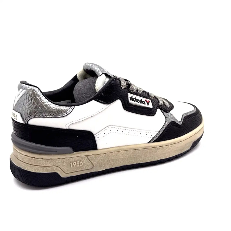 Victoria 8800127 Λευκό Δέρμα Μαύρο & Ασημί Ivoire Chaussures