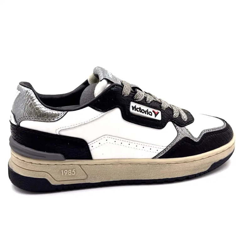 Victoria 8800127 Wit Leer Zwart & Zilver Ivoire Chaussures