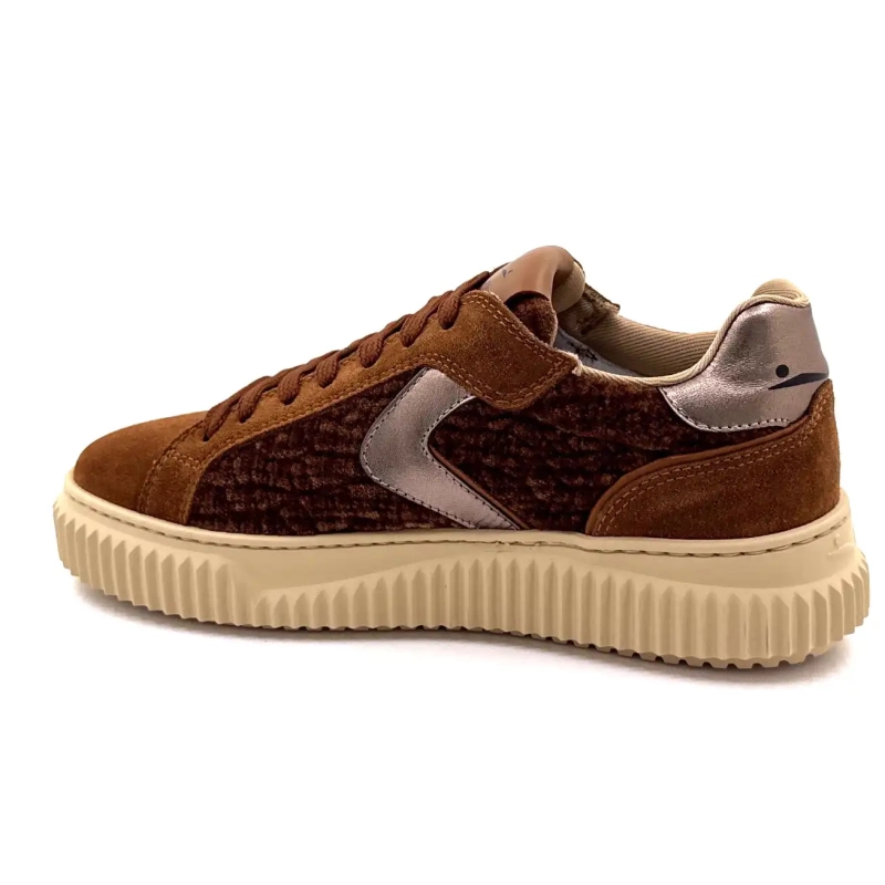 Voile Blanche 1D34 Wildleder und samtiges Kamelbronze-Leder Ivoire Chaussures