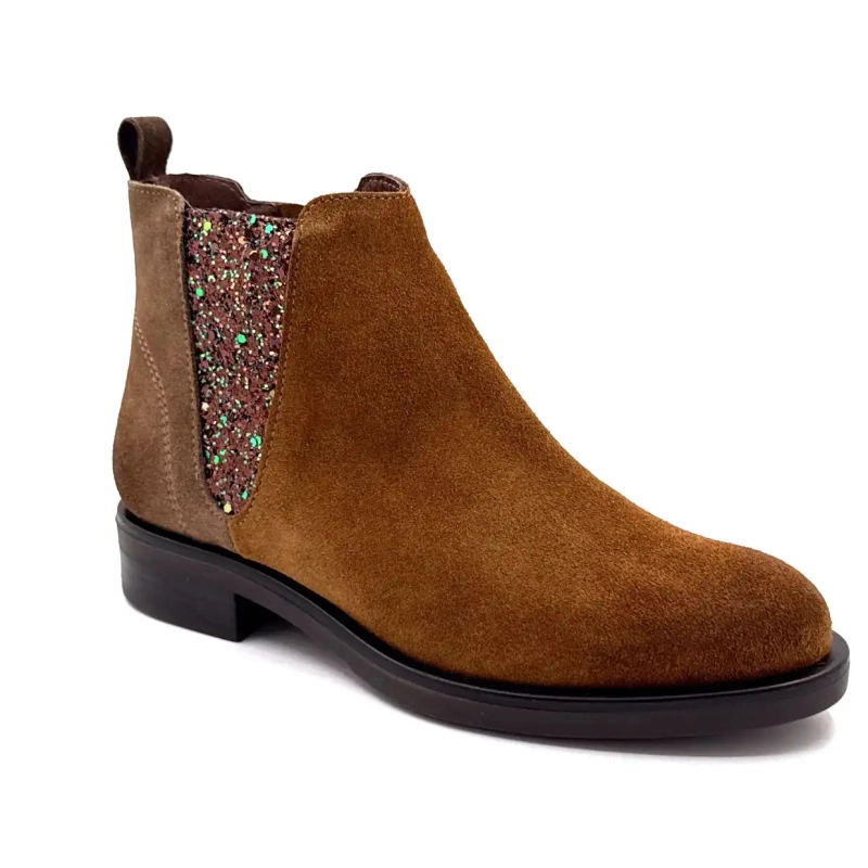 MKD Dao Glitzer & Wildleder Kamel & Taupe Ivoire Chaussures