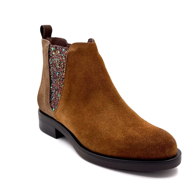 MKD Dao Glitter & Suede Camel & Taupe Ivoire Chaussures