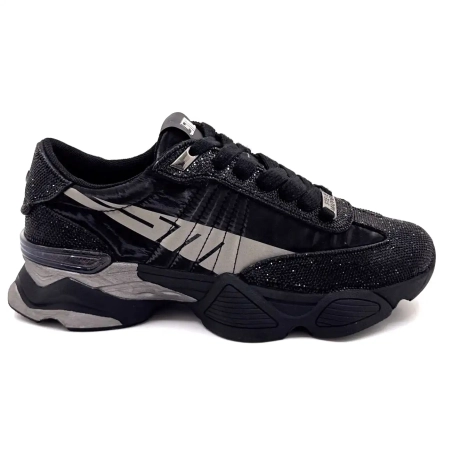 Steve Madden Setback-R Strass Nylon Svart & Grå Ivoire Chaussures