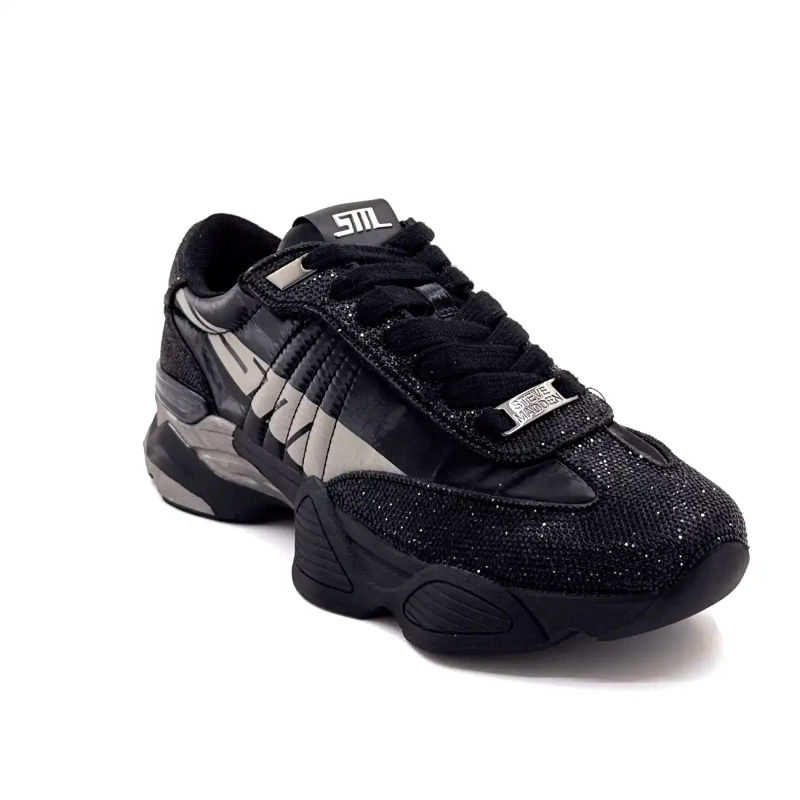 Steve Madden Setback-R Rhinestone Nylon Svart & Grå Ivoire Chaussures