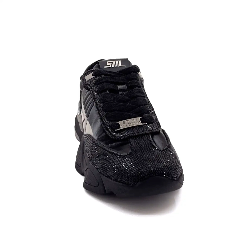 Steve Madden Setback-R à Strass Nylon Noir & Gris Ivoire Chaussures