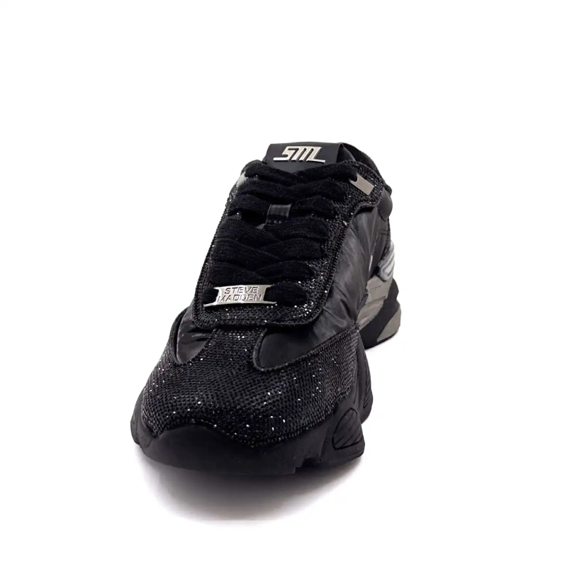 Steve Madden Setback-R Rhinestone Nylon Negro y Gris Ivoire Chaussures