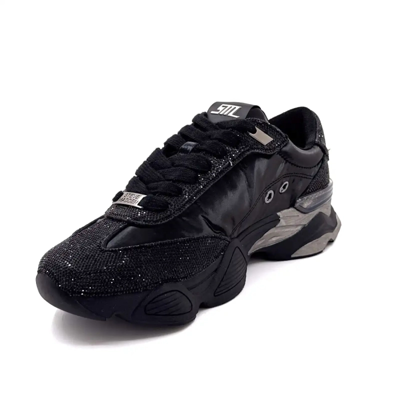 Steve Madden Setback-R Rhinestone Nylon Svart & Grå Ivoire Chaussures