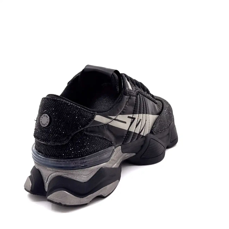 Steve Madden Setback-R Strass Nylon Schwarz & Grau Ivoire Chaussures