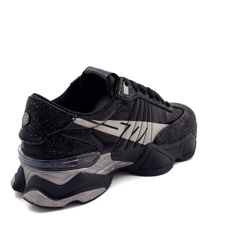 Steve Madden Setback-R Rhinestone Nylon Sort & Grå Ivoire Chaussures