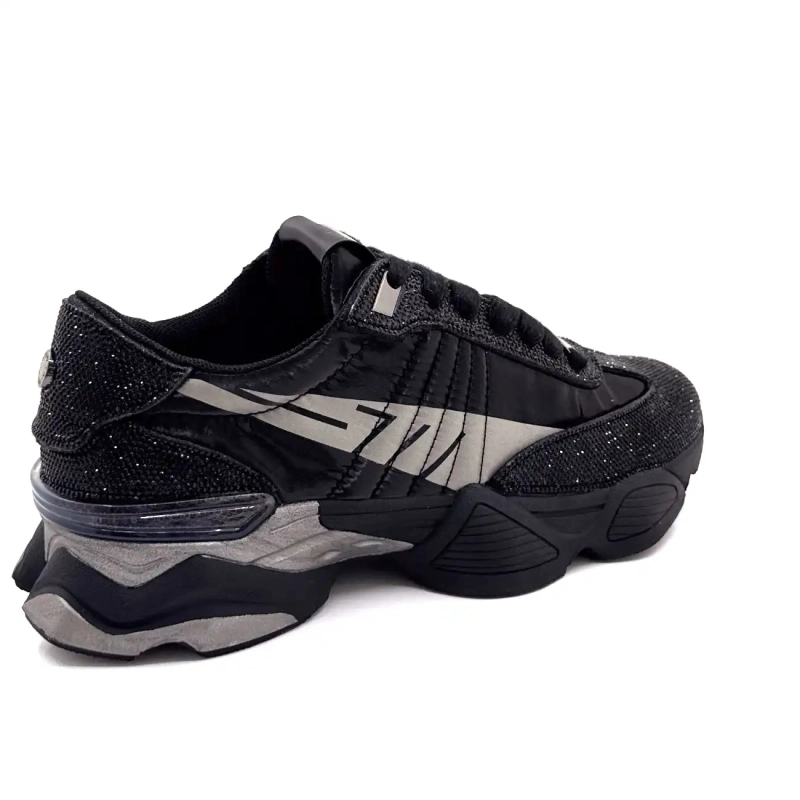 Steve Madden Setback-R Strass Nylon Schwarz & Grau Ivoire Chaussures