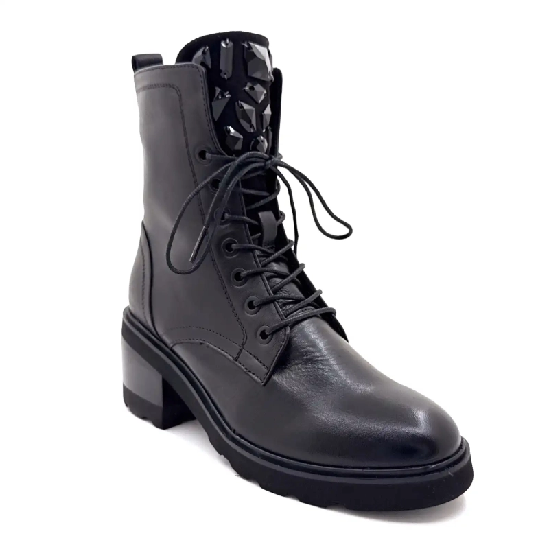 Regarde Le Ciel Marcy 01 Pelle Nera Ivoire Chaussures