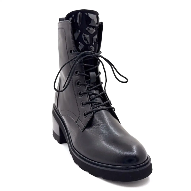 Regarde Le Ciel Marcy 01 Schwarzes Leder Ivoire Chaussures