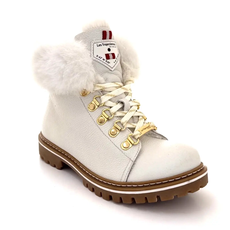 Les Tropéziennes 022158 Pelle Bianca Allacciata Ivoire Chaussures