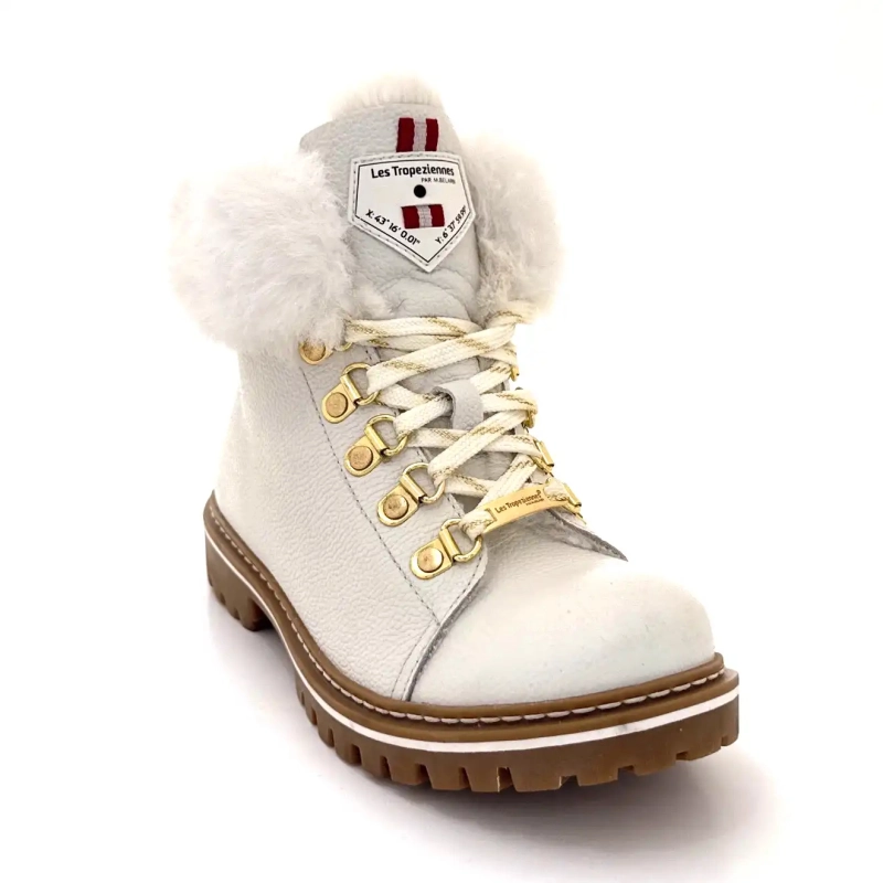 Les Tropéziennes 022158 Sznurowana biała skóra Ivoire Chaussures