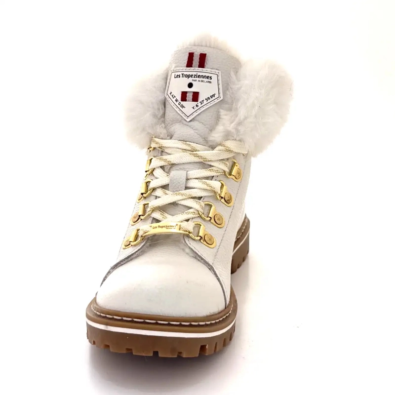 Les Tropéziennes 022158 Lacen Cuir Blanc Ivoire Chaussures