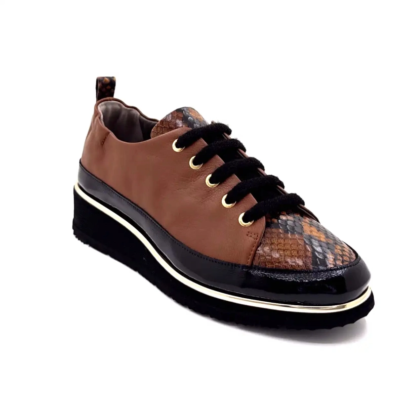 XSA 0160 Piele lăcuită maro, neagră Ivoire Chaussures