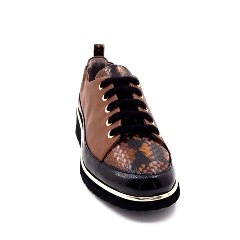 XSA 0160 Cuir Marron Vernis Noir Ivoire Chaussures