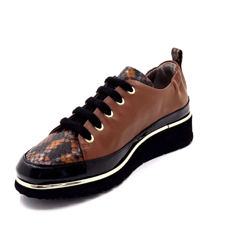 XSA 0160 Brunt lakkskinn Svart Ivoire Chaussures