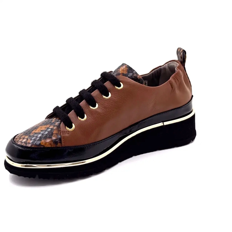 XSA 0160 Piele lăcuită maro, neagră Ivoire Chaussures