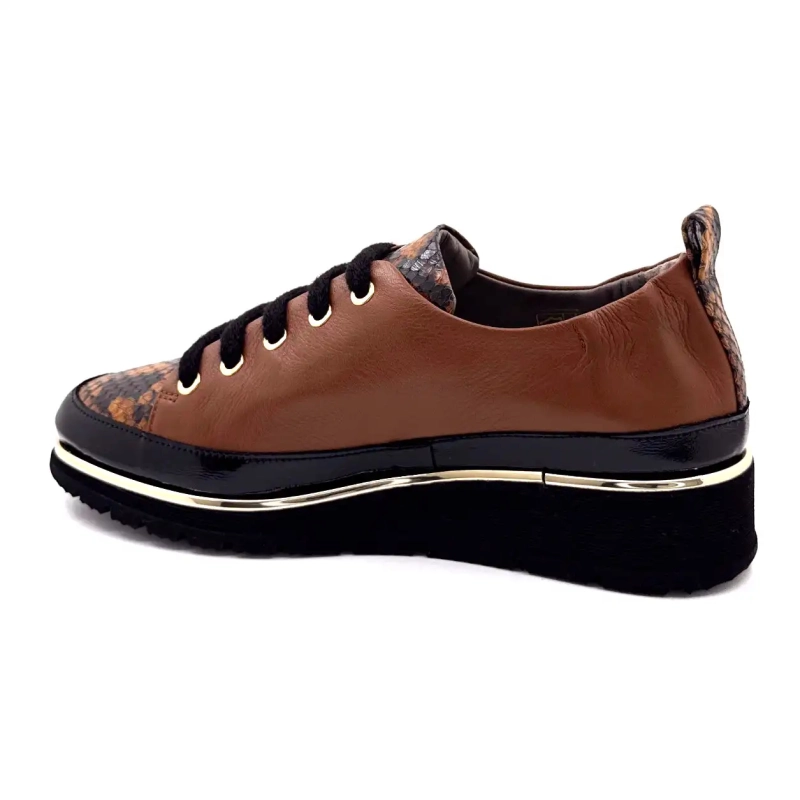 XSA 0160 Brown Patent Leather Black Ivoire Chaussures