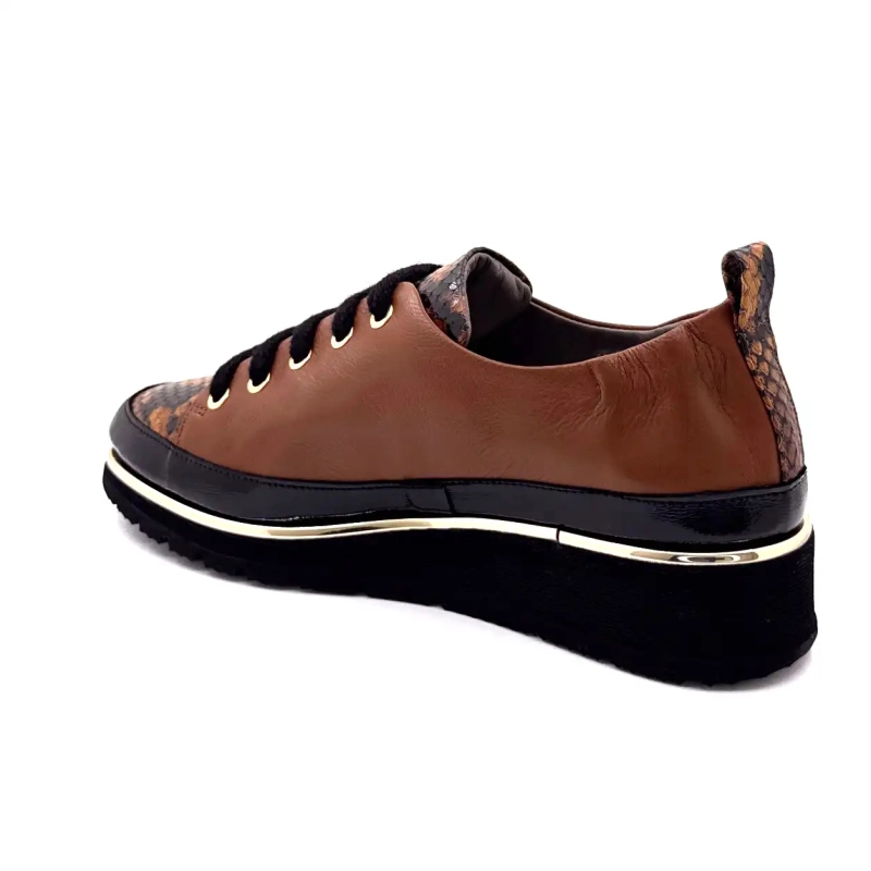 XSA 0160 Brown Patent Leather Black Ivoire Chaussures
