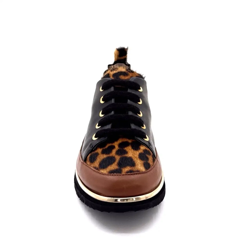 XSA 0160 Svart skinn Leo Ivoire Chaussures