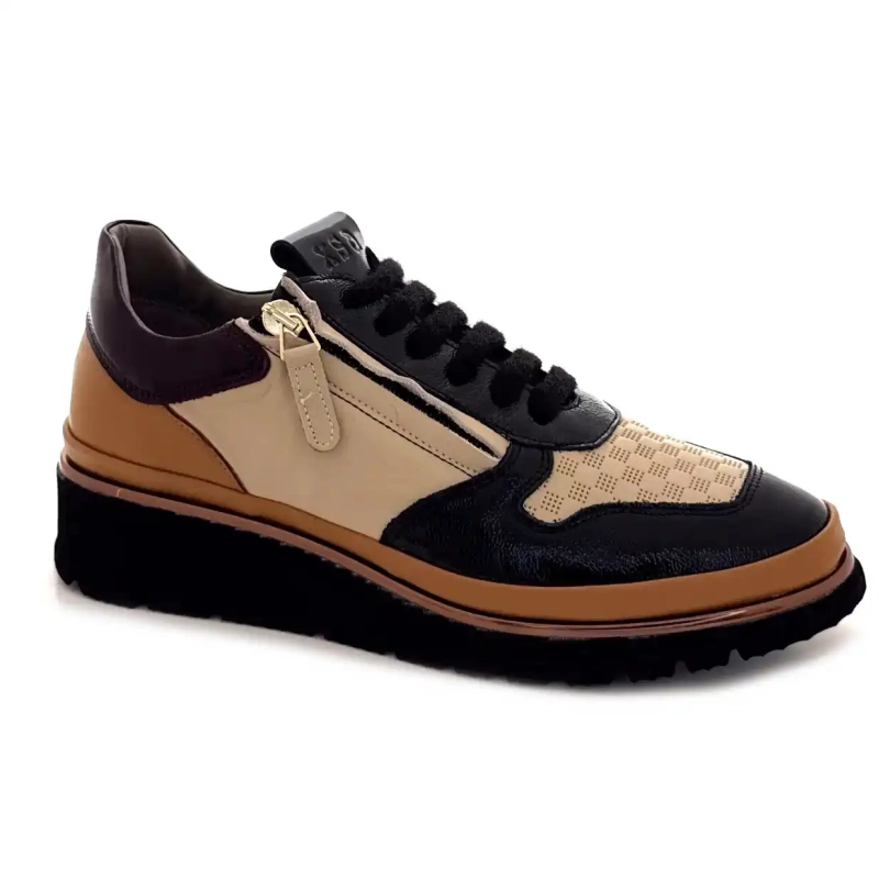XSA 9809 Pelle nera, marrone e crema Ivoire Chaussures