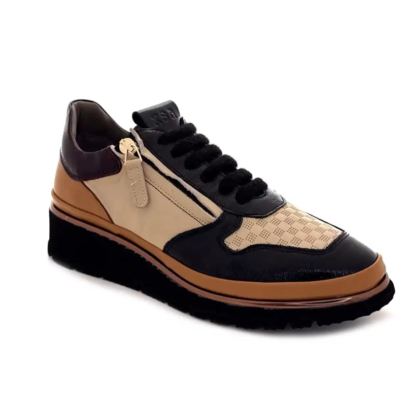 XSA 9809 Svart, brunt och krämfärgat läder Ivoire Chaussures