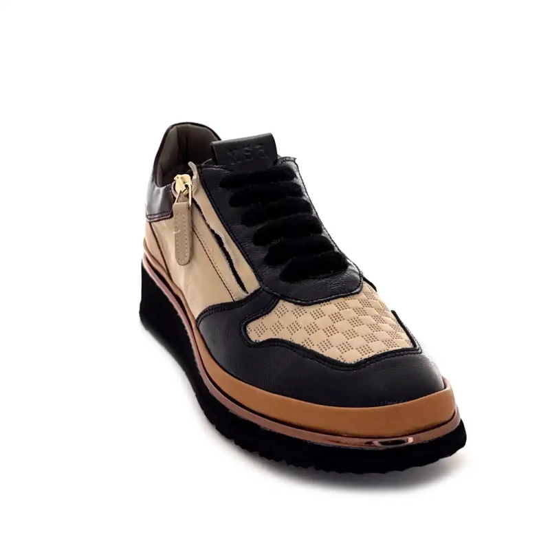XSA 9809 Cuero negro, marrón y crema Ivoire Chaussures