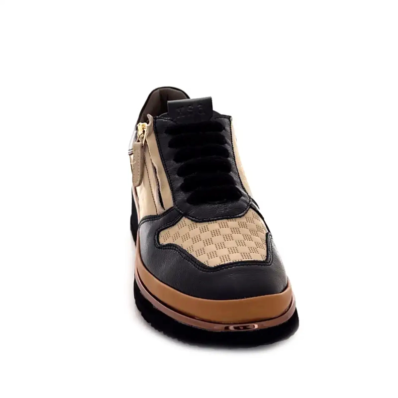 XSA 9809 Cuero negro, marrón y crema Ivoire Chaussures