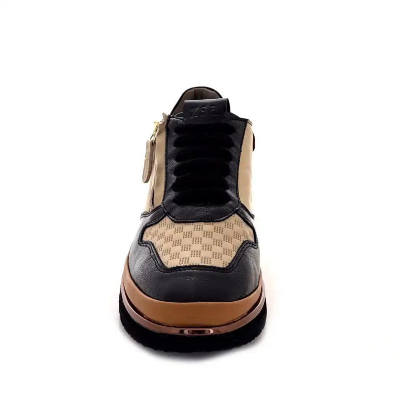 XSA 9809 Svart, brunt och krämfärgat läder Ivoire Chaussures