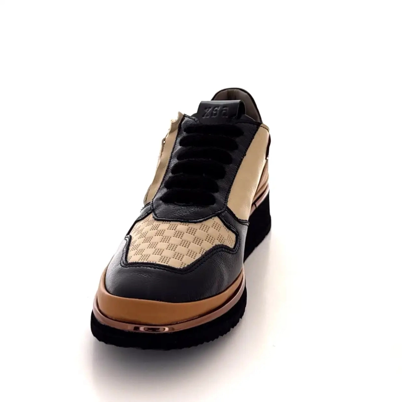 XSA 9809 Fekete, Barna és Krémszínű Bőr Ivoire Chaussures