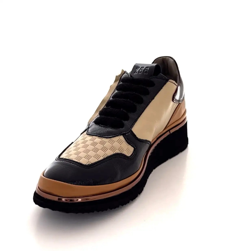 XSA 9809 Fekete, Barna és Krémszínű Bőr Ivoire Chaussures