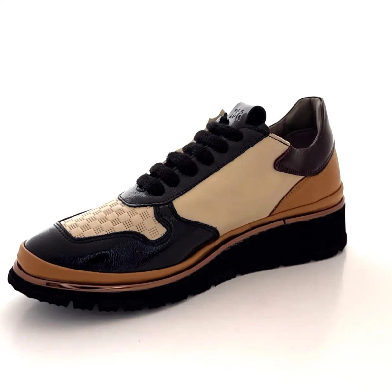XSA 9809 Μαύρο, Καφέ & Κρεμ Δέρμα Ivoire Chaussures