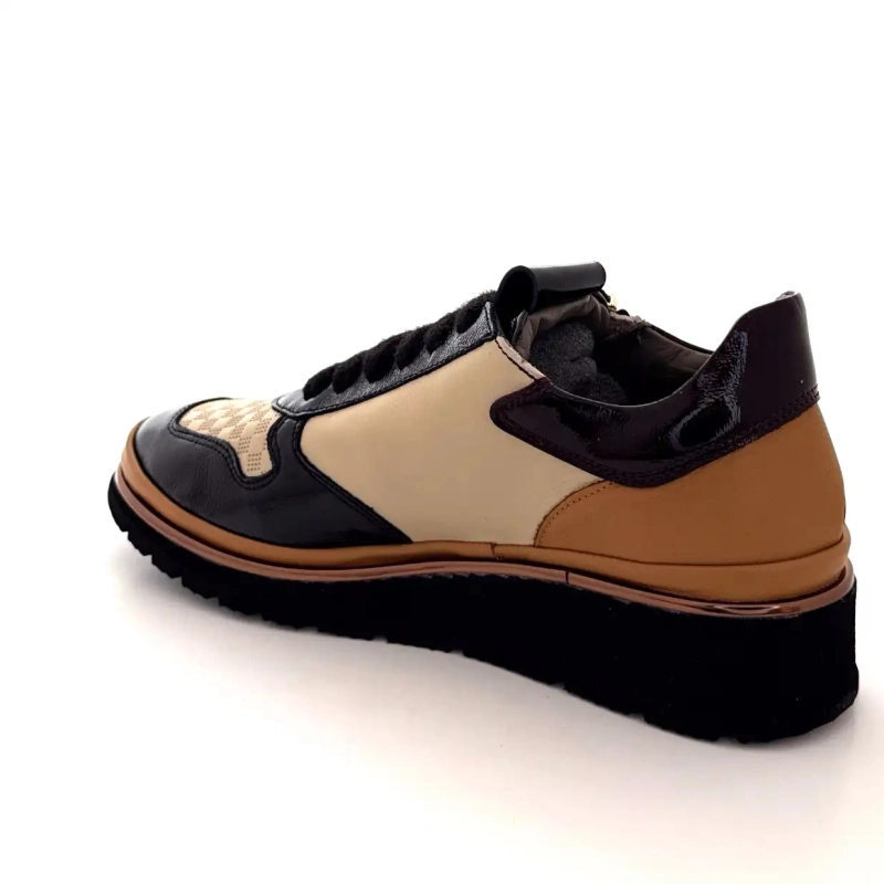 XSA 9809 Cuero negro, marrón y crema Ivoire Chaussures