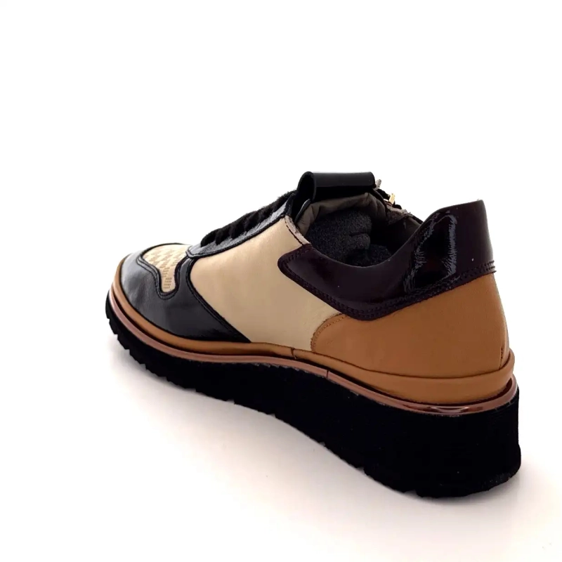 XSA 9809 Couro Preto, Marrom e Creme Ivoire Chaussures