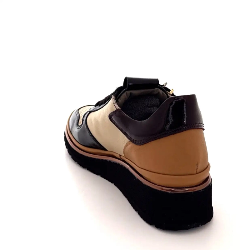 XSA 9809 Czarna, brązowa i kremowa skóra Ivoire Chaussures