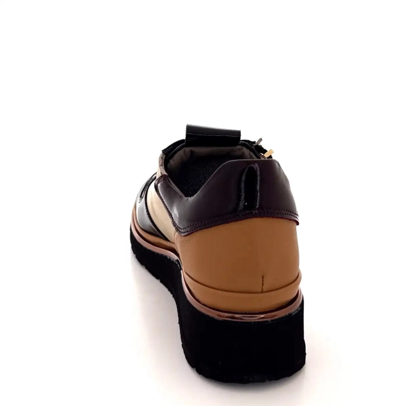 XSA 9809 Czarna, brązowa i kremowa skóra Ivoire Chaussures